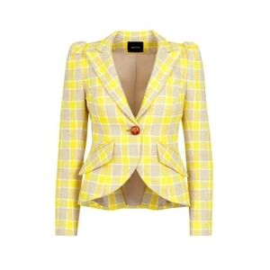 Smythe Pouf Sleeve Yellow Check Blazer Sizes 4 & 6 NWT Retail $895